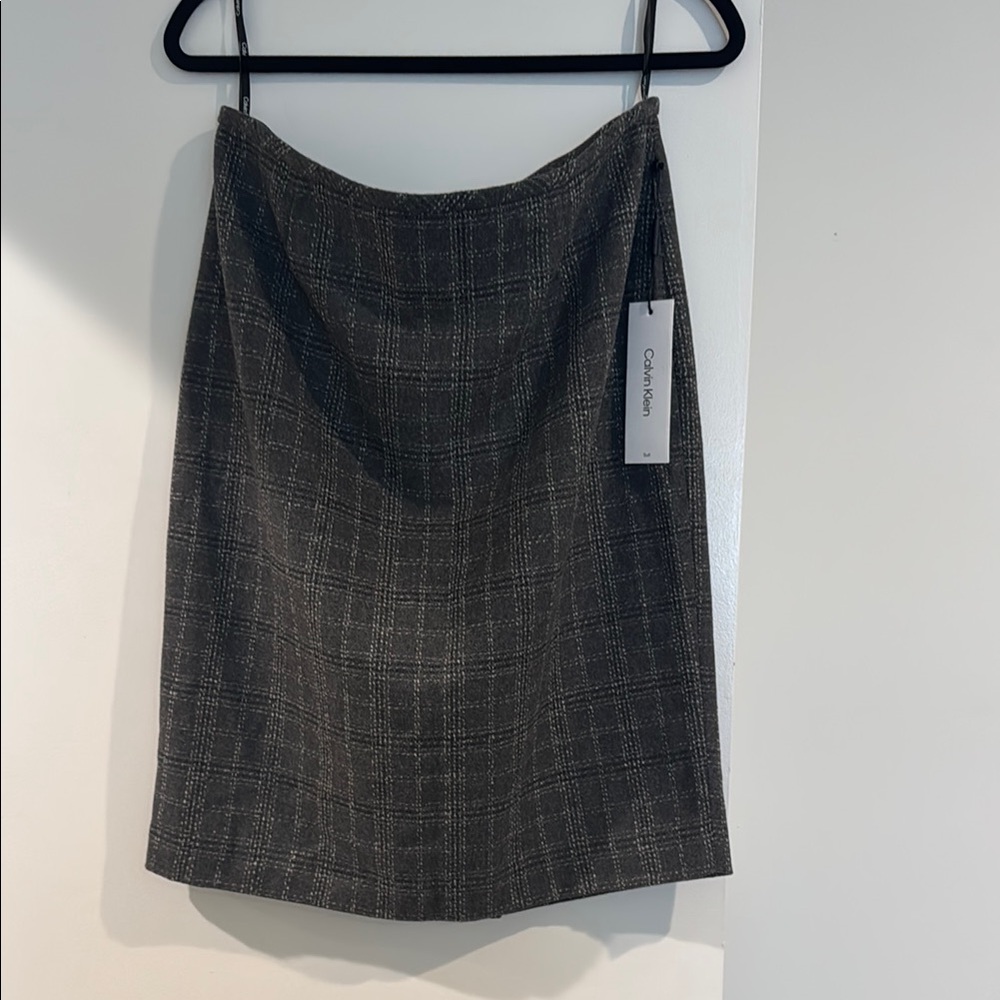 Calvin Klein Women's Charcoal Check Pencil Skirt